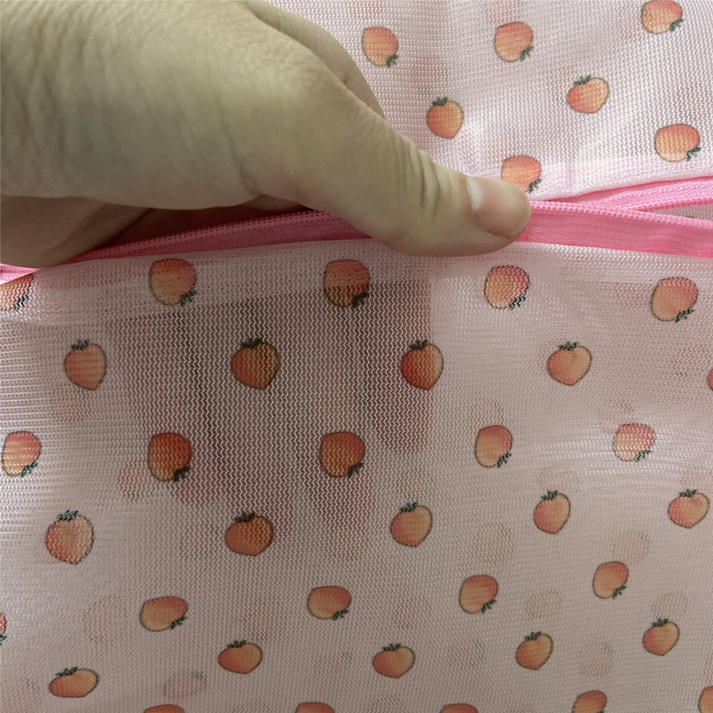 Peach Printing Zippered Mesh Laundry Bag