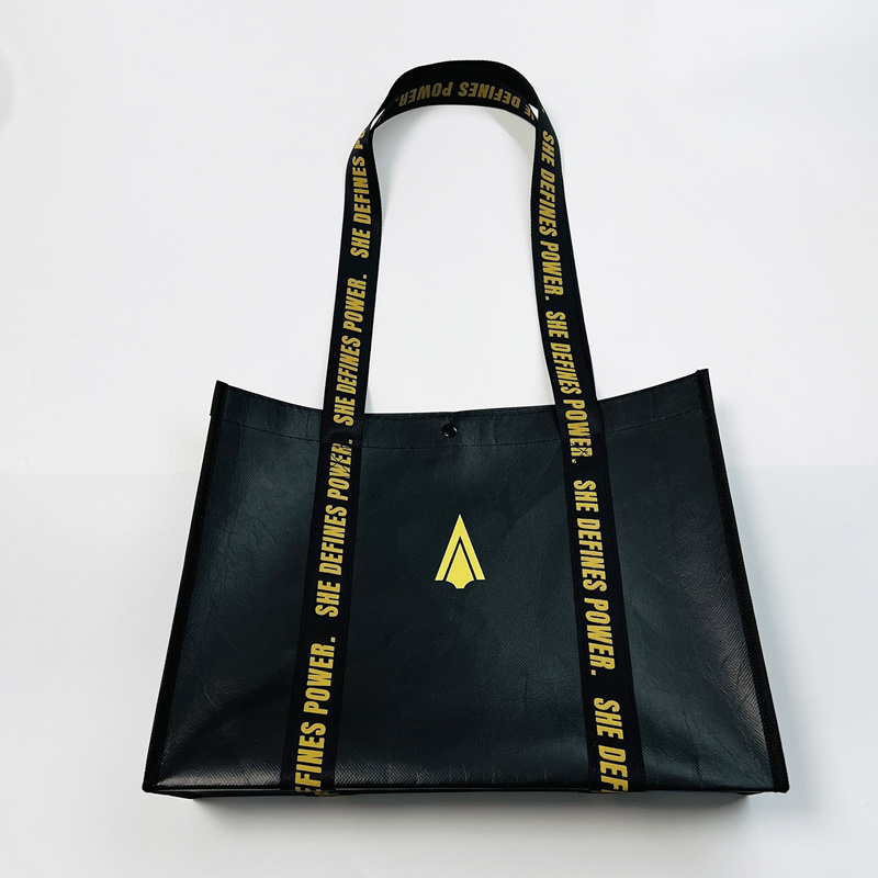 Laminated Black Tote Bag