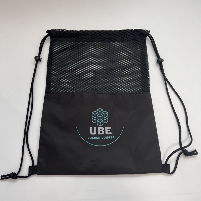 Black Polyester Drawstring Backpack