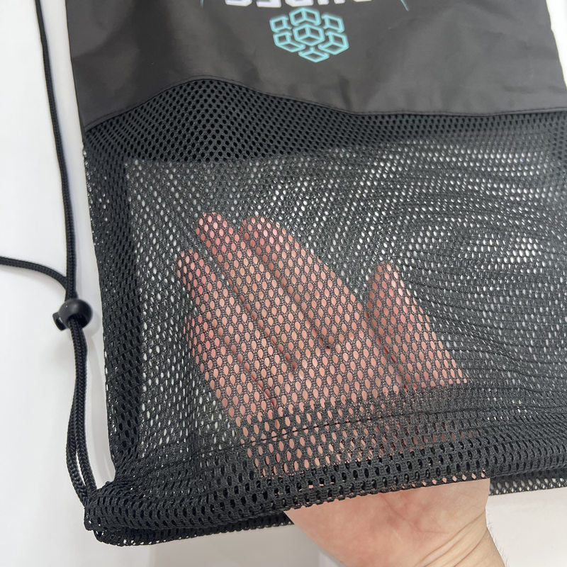 Black Polyester Drawstring Backpack