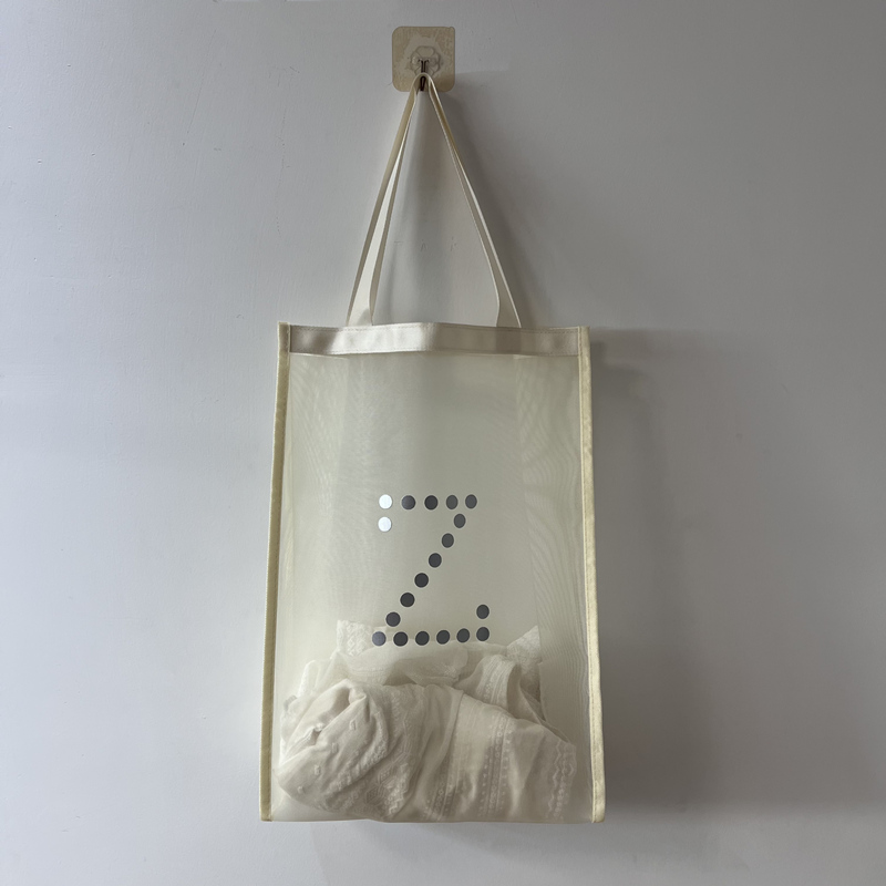 Beige Mesh Tote Bag