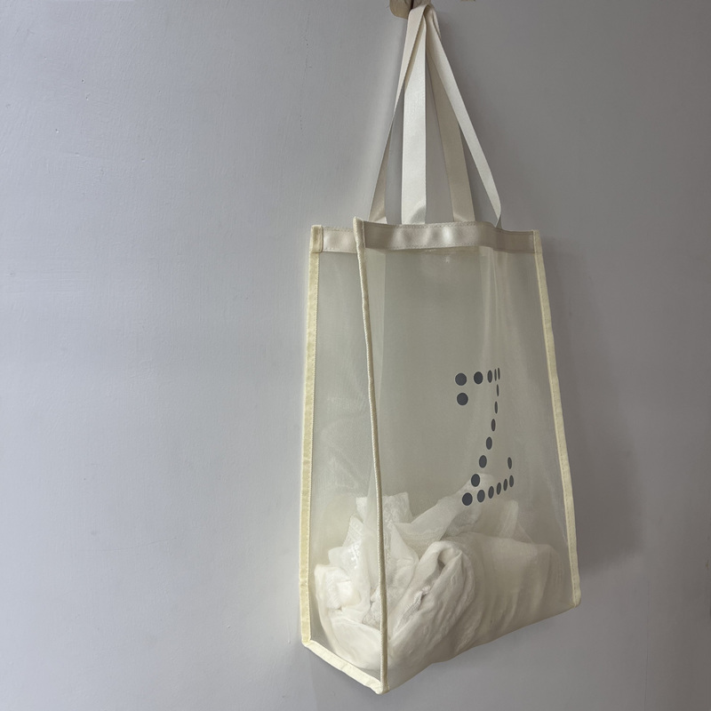 Beige Mesh Tote Bag