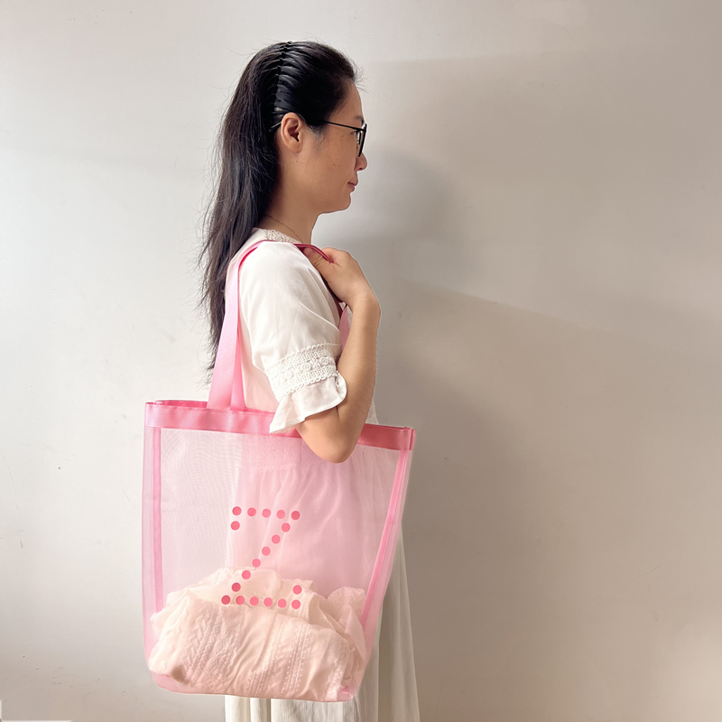 Pink Mesh Tote Bag