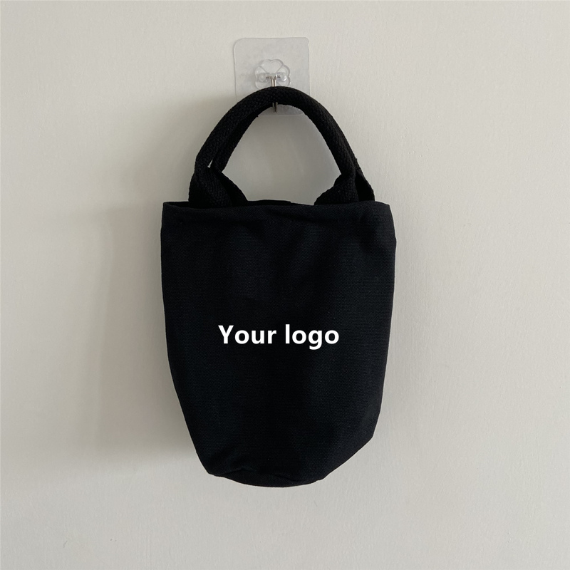 Small Mini Black Cotton Tote Bag
