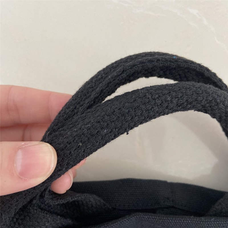 Small Mini Black Cotton Tote Bag