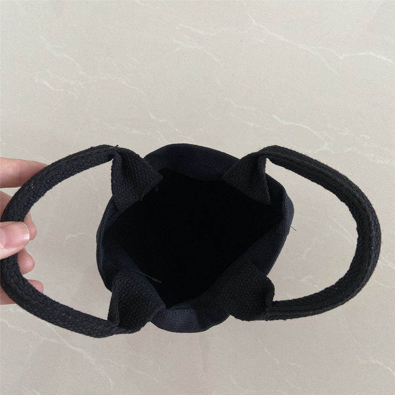 Small Mini Black Cotton Tote Bag